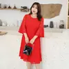 Vestido de renda com manga sino 1976 elegante para o trabalho estilo coreano manga sino larga para mulheres plus size 300kg roupas femininas plus size