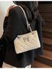 Bolsa de Corrente Bordada Matelassê de Comércio Exterior para Mulheres 2025 Nova Bolsa Quadrada Pequena Elegante com Laço Versátil Bolsa Transversal de Ombro