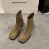 Botines Delgados de Tacón Alto y Punta Cuadrada para Mujer, Botines Elegantes y Versátiles Estilo Coreano, Botas tipo Martin para la Temporada Otoño e Invierno 2026