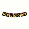 La nueva pancarta de bienvenida de Amazon en color negro y dorado, pancarta de bienvenida para decoración de fiesta, accesorios, bandera