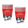 Platos de papel desechables temáticos de muñeco de nieve navideño transfronterizos, vasos de papel, servilletas de papel, vajilla, decoración de set para fiesta de cumpleaños