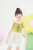 Traje de baño para niñas, de una pieza estilo tirantes, Vestido de princesa estilo coreano, Estilo fresco y claro para niñas, Adecuado para aguas termales