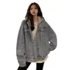 Jaqueta Curta Jeans Super Popular Japonesa e Coreana para Mulheres, Estilo Curto, Novo Modelo Primavera e Outono 2027, Jaqueta com Capuz Manga Longa Slim Fit, Top para Estudantes