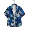 Camisa Floral Hawaiana de Manga Corta Unisex Camisa de Playa con Mangas de Tres Cuartos Talla Grande Atuendo de Pareja para Vacaciones en la Playa Camisa Floral