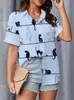 Aliexpress Amazon Comércio Exterior Transfronteiriço Verão Novo Padrão Animal Camisa Feminina Estampada de Manga Curta
