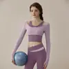 Conjunto de Yoga para Mujer Nuevo Bloque de Color Cintura Pantalones de Yoga Falso Dos Piezas Manga Larga Superior Profesional Pilates Ropa de Fitness Otoño