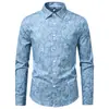 Comércio eletrônico transfronteiriço, Amazon: Nova camisa de manga comprida para homens, com estampa paisley e design retrô em jeans, estilo moderno