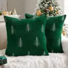 Nueva funda de almohada navideña transfronteriza, funda de almohada de pino navideño verde sin relleno, funda de cojín de felpa bordada tridimensional