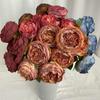 7 Cabezas Rosa de Rafia con Borde Quemado Estilo Ins Adornos de Decoración para Dormitorio Flores Artificiales Tela Cepillada Ramo de Rosas con Borde Quemado Venta al por Mayor