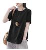 Camiseta Artística e Fresca de Manga Curta para Mulheres, Novo Estilo de Verão 2026, Versão Coreana, Roupas Plus Size para Mulheres, Blusa Lisa Solta e Versátil para Mulheres