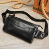 Bolso de Pecho para Hombre de Cuero Genuino, Bolso Cruzado, Bolso de Cintura Versátil con Textura de Moda, Bolso para Teléfono Móvil, Bolso Pequeño Portátil para Hombro para Exteriores, Bolso de Hombro