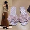 Zapatillas Planas con Estampado Estilo Ins Coreano y Moño para Verano para Casa Zapatillas de Suela Suave para Uso Exterior Sandalias Antideslizantes