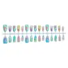 Artículo de Venta Caliente al por Mayor Transfronterizo 2025: 30 Piezas de Uñas Portátiles de Delfín Marino de Verano, Uñas Portátiles de Arte de Uñas Puras Hechas a Mano