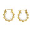 Pendientes Redondos de Acero Inoxidable y Oro de 18 Quilates de Moda Europea y Americana Transfronteriza Versátiles Simples Elegantes Modernos Pendientes de Celebridad de Internet Venta al por Mayor