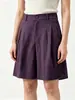 Novos Shorts de Linho Lyocell Tencel de Verão 2026 para Mulheres, Shorts Casuais Finos Versáteis Estilo Old Money Emagrecedores