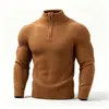 Suéter pulôver com zíper e gola alta meia, masculino, outono e inverno, europeu e americano, malha casual masculina, blusa base quente plus size