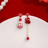 Série vermelha antiga com contas Xiangyun novos brincos chineses estilo nacional gota de água cheongsam hanfu acessórios brincos de pérola