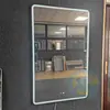 Espejo de baño hotel led baño marco de aleación de aluminio ins espejo de maquillaje interruptor táctil antivaho atenuación de tres colores