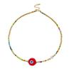 Collar étnico turco sencillo con cuentas de ojo de diablo para mujer, estilo europeo y americano, con cuentas de colores y cadena de clavícula que combina con todo.