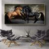 Animal Caballo Negro y Marrón Pintura en Lienzo Mural Póster Arte de Pared Dormitorio Sala de Estar Pintura Decorativa Moderna Cuadro Colgante