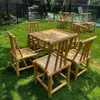 Mesas y sillas de aluminio y bambú para exteriores, bambú simulado, adecuadas para barbacoas en el patio, camping, mesas de aluminio y bambú al aire libre, mercados, granjas y sombrillas de paja.