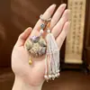 Producto Terminado Puro Hecho a Mano Patrimonio Cultural Inmaterial Brocado de Canción Retro Chino Nuevo Colgante de Orquídea Linghua Doble Cara Retro Sensación de Alta Gama Borla