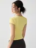 Camiseta Deportiva de Verano para Mujer, Manga Corta, Delgada, Ajustada, Cuello en U, Secado Rápido, para Correr, Deportes, Pilates, Entrenamiento, Yoga