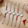 Pulseira Relógio de Resina Colorida Nova de Sereia Versátil Simples para Mulheres Relógio de Pulso Feminino de Quartzo com Pedras