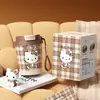 Copo Térmico Hello Kitty para Meninas, Copo de Café Portátil de Uso Duplo, Copo com Canudo Cartoon de Aço Inoxidável 316, Copo de Bolso