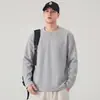 2026 nuevo jersey de manga larga para hombre con cuello redondo estructurado, corte holgado, camiseta de peso pesado estilo americano, versátil, moderno y minimalista