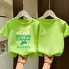 Camiseta de Manga Corta para Niños de Verano, Algodón Puro, Suave y Cómoda, Top con Estampado de Cuello Redondo, Camisa de Manga Corta Elegante y Versátil para Niños Mayores