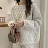 Moletom Acolchoado de Algodão para Mulheres, Outono e Inverno 2026, Tamanho Grande Solto, Estilo Preguiçoso, Top Quente Espesso