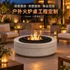Fogata transfronteriza, mesa de fuego redonda de gas para exteriores, adecuada para patios, casas de huéspedes, hoteles y paisajismo, con opciones de fabricación a medida para fines de calefacción