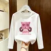 Camiseta de Manga Longa para Meninas Primavera e Outono 2026 Nova Moda Infantil, Camiseta Básica Estilosa, Top Fofo de Algodão Puro com Gola Redonda