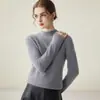 Novo Suéter 100% Caxemira Pura Outono/Inverno para Mulheres, Gola Alta Meia, Manga Longa, Modelagem Justa, Suéter de Tricô