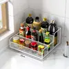 Estante para especias, estante de almacenamiento para cocina, organizador de encimera para aceite, sal, salsa y vinagre, ahorra espacio, estante pequeño para especias para el hogar