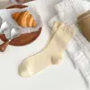Meias de Algodão de Seda Naturais para Mulheres, Estilo Fino para Primavera e Verão, Ultra Macias, Sem Costura, Cor Sólida, Meio da Panturrilha, Punho Solto, Meias Femininas em Cores Doces