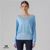 Cubierta de manga larga para yoga, cruzada, cuello en V, cordón doble, manga murciélago, hombros caídos, holgada, casual, adelgazante, deportiva, protectora del sol para mujer