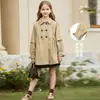Gabardina para Niñas, Nueva Moda de Primavera y Otoño, Elegante Abrigo Largo de Estilo Británico para Niñas Mayores