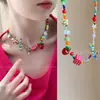 Colar de Laço na Cor Dopamina para Fotos de Viagem e Férias, Corrente para Clavícula, Gargantilha Choker Azul Fresca de Nicho