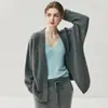 Suave y agradable para la piel, estilo holgado y perezoso, color sólido, cárdigan de punto de cachemira para mujer, temperamento versátil, top grueso