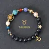 Venta Caliente de AliExpress Pulsera de Ocho Planetas Doce Constelaciones Pulsera de Piedra Mate con Cuentas Pulsera de Planeta 12 Constelaciones