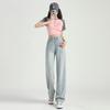 Amazon AliExpress 2024 Nuevo Tubo Recto Sumergido Seda de Hielo Slim Azul Luz de Luna Tencel Jeans Estrechos para Mujer