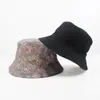 Sombrero de pescador de estilo coreano con estampado floral pequeño de doble cara transfronterizo para hombres y mujeres, sombrero de protección solar y parasol, sombrero tipo cubo versátil para exteriores