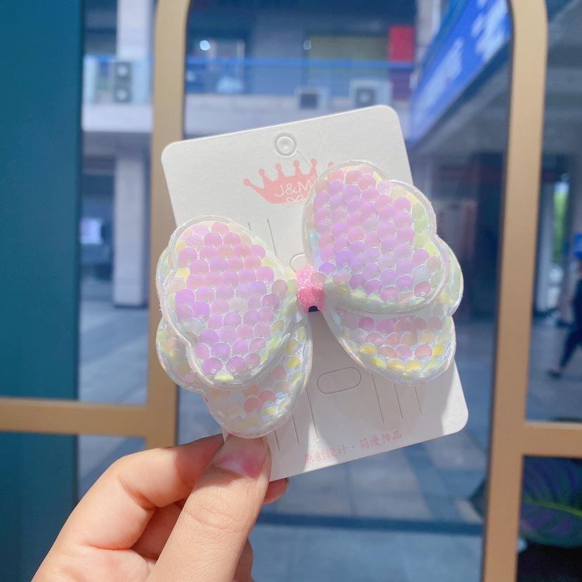 双层亮片领结发夹