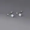Pendientes de Tachuela Roscados con un Solo Diamante de Plata de Ley S925 Nalan, Pendientes de Diseño Exquisito y Sencillo Estilo Ins Nicho M08217
