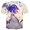 Camiseta 3D Estampada Anime Demon Slayer Kochou Shinobu, Camiseta de Manga Curta Masculina e Feminina, Oversized Harajuku