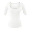 Camiseta ajustada de manga larga de moda para mujer, nuevo modelo 2026, capa interior con cuello en U, top morado estilo americano de deseo puro para principios de otoño