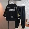 Conjunto de Sudadera Casual para Niños Primavera y Otoño 2026 Nueva Moda Estilo Coreano Elegante Conjunto de Dos Piezas con Bloques de Color y Estampado para Niños Mayores