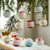 Gangheng Adorno Navideño de Encaje y Espuma con Purpurina, Bola para Colgar de Navidad de 8 cm, Decoración Navideña
